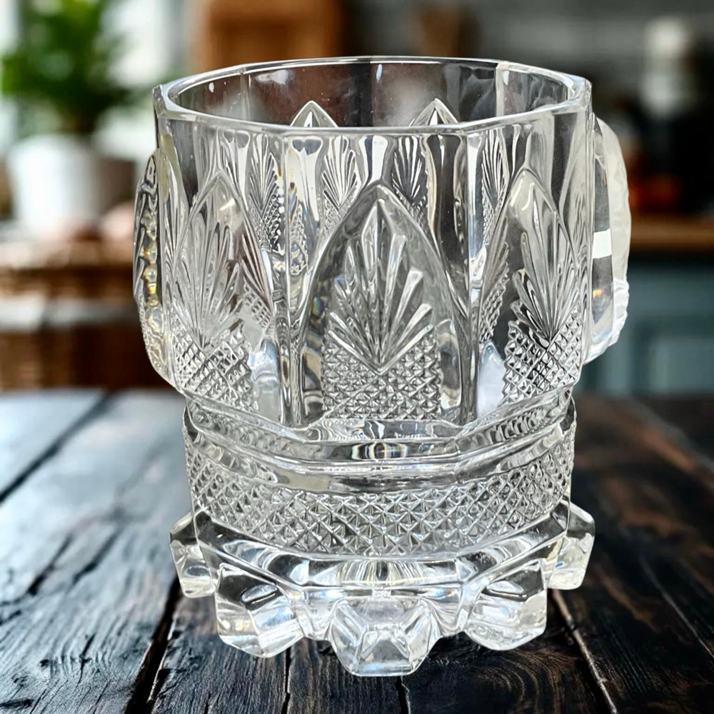 Vintage Heavy Glass Goblet Cup Old Masters of Music w 3D Mozart & Panels Berlin